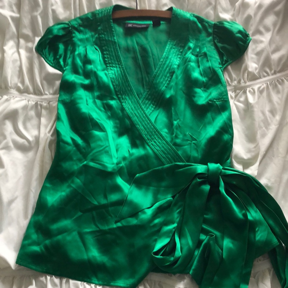 Silk Green Wrap-Blouse